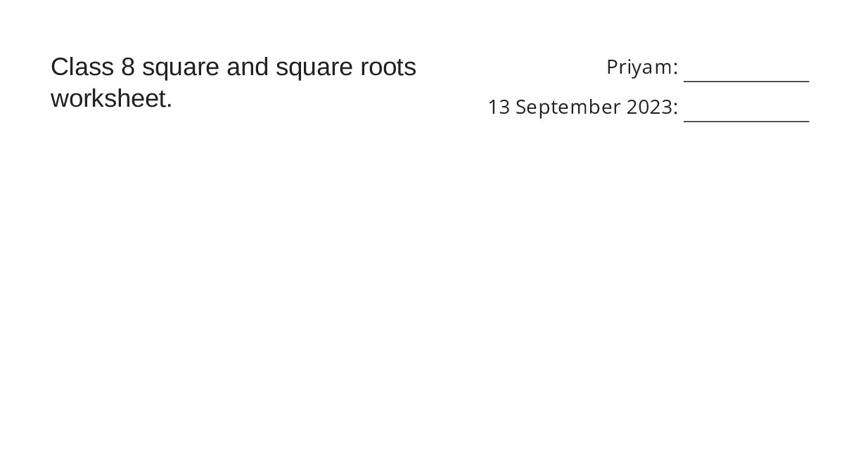 Class 8 square and square roots worksheet. - My Worksheet Maker: Create ...