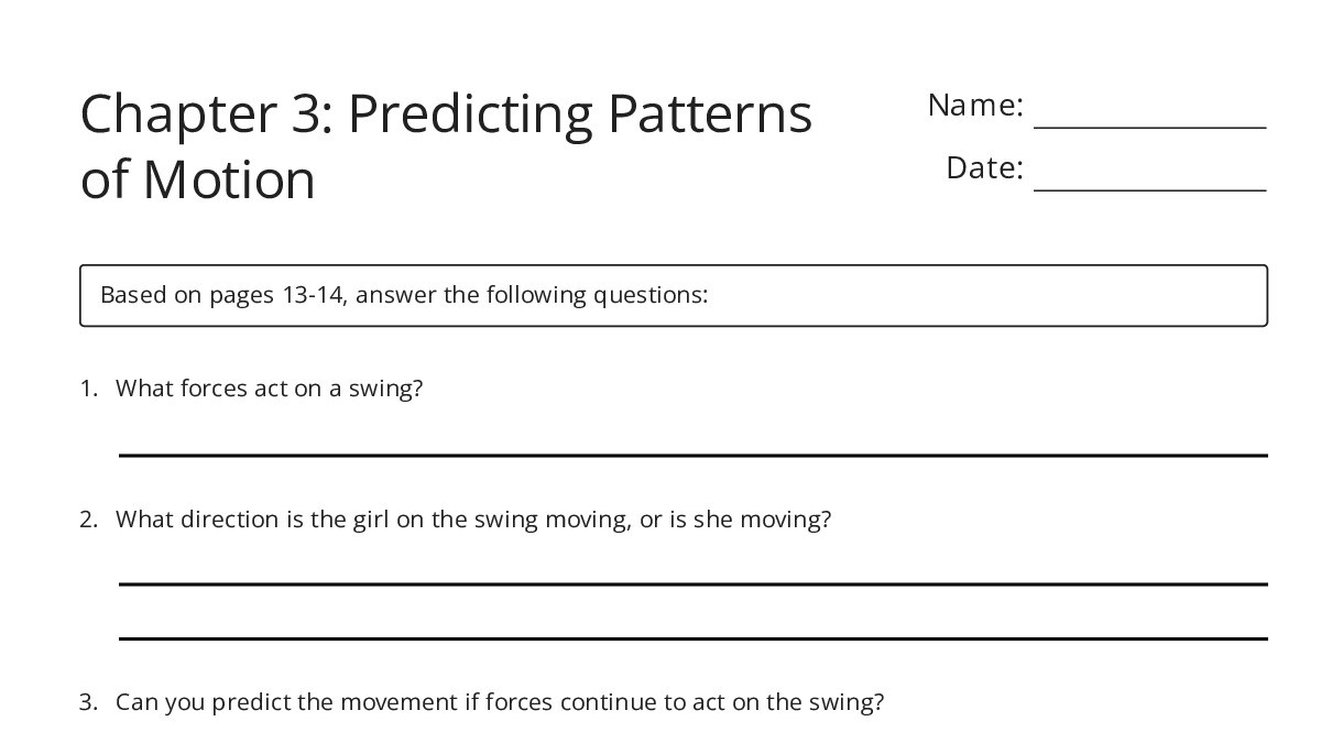 Chapter 3: Predicting Patterns of Motion - My Worksheet Maker: Create ...