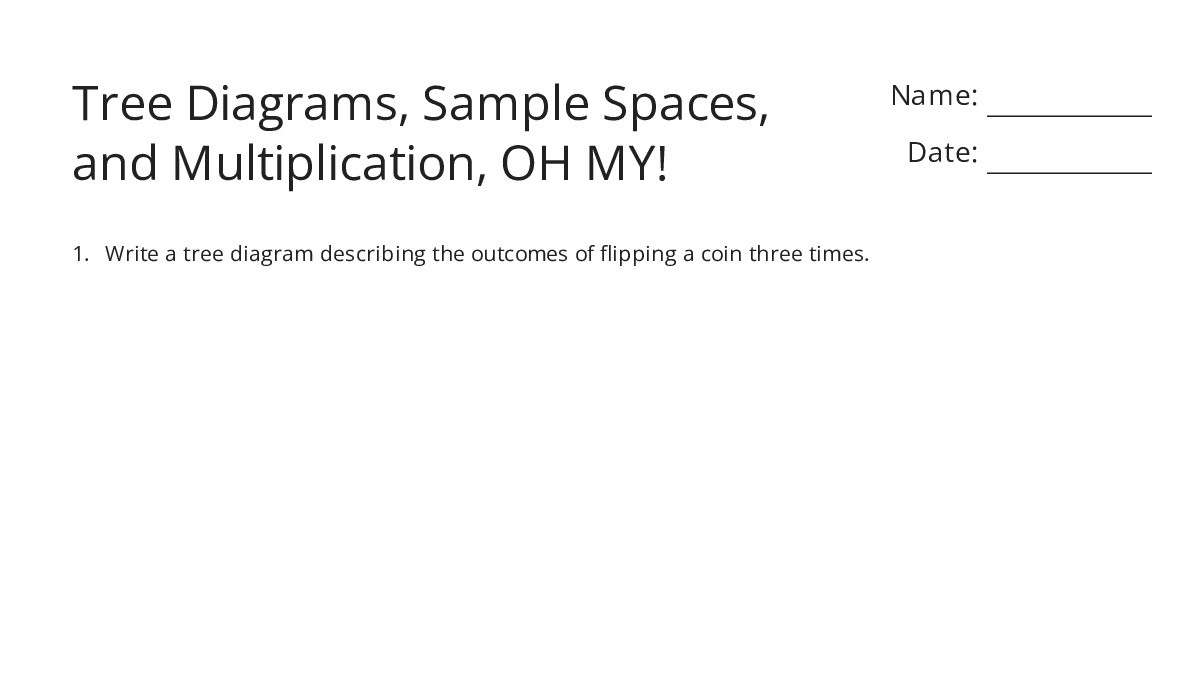 Tree Diagrams, Sample Spaces, and Multiplication, OH MY! - My Worksheet ...