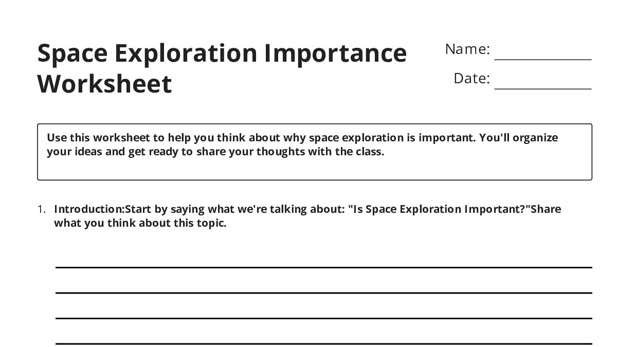 Space Exploration Importance Worksheet - My Worksheet Maker: Create ...