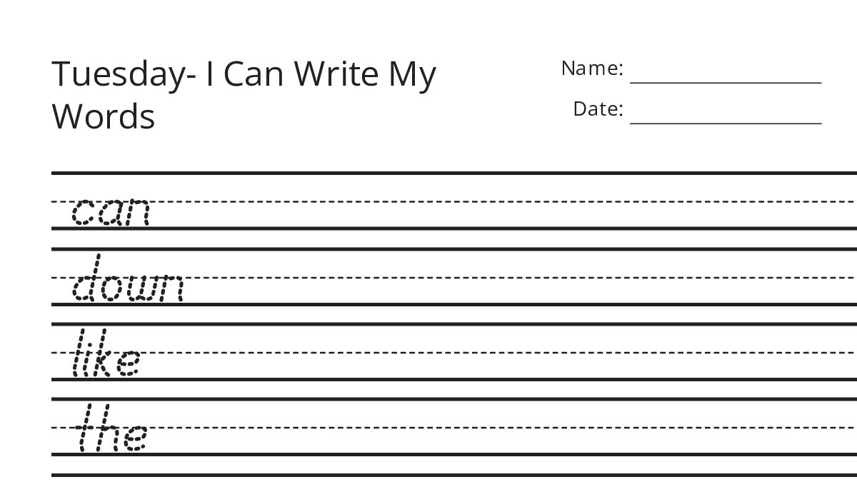 Writing Worksheet Tuesday Tuesday- I Can Write My Words - My Worksheet Maker: Create Your Own ...