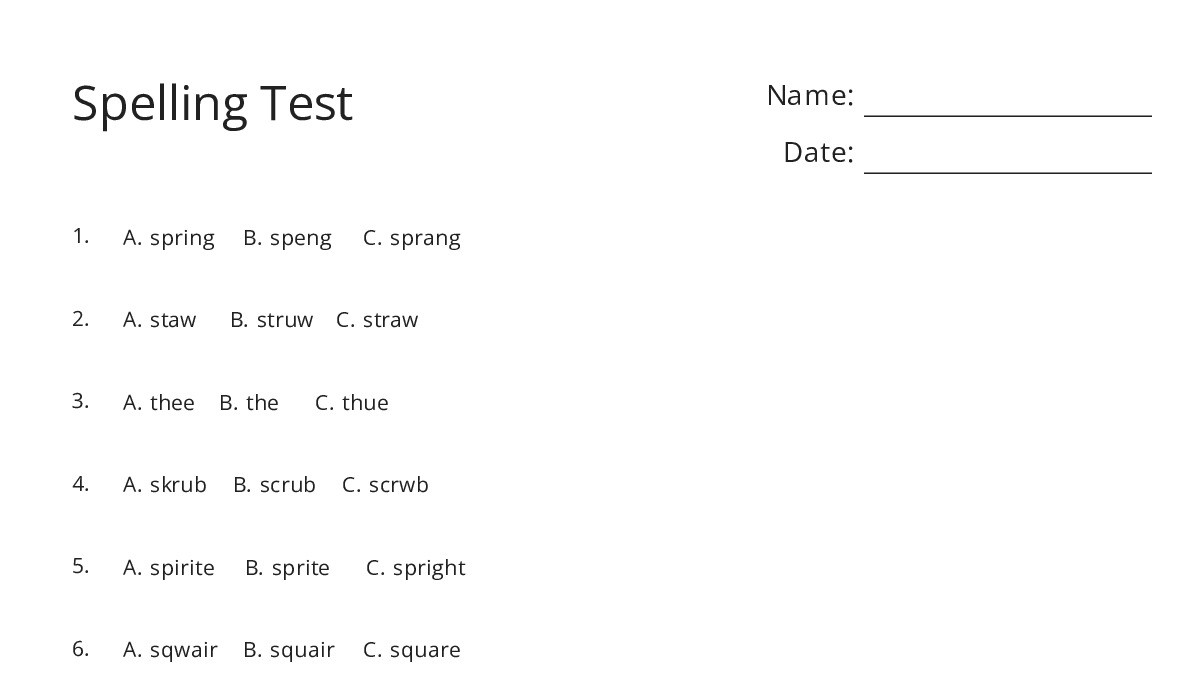 Spelling Test - My Worksheet Maker: Create Your Own Worksheets