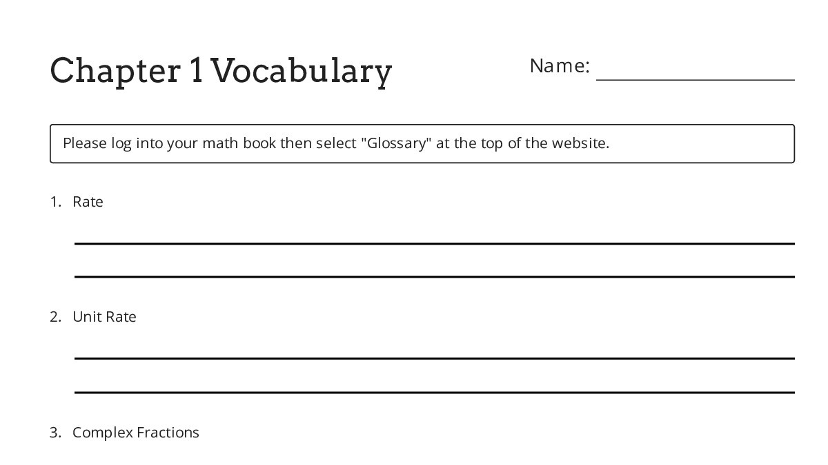 Chapter One Worksheet Chapter 1 Vocabulary - My Worksheet Maker: Create Your Own Worksheets