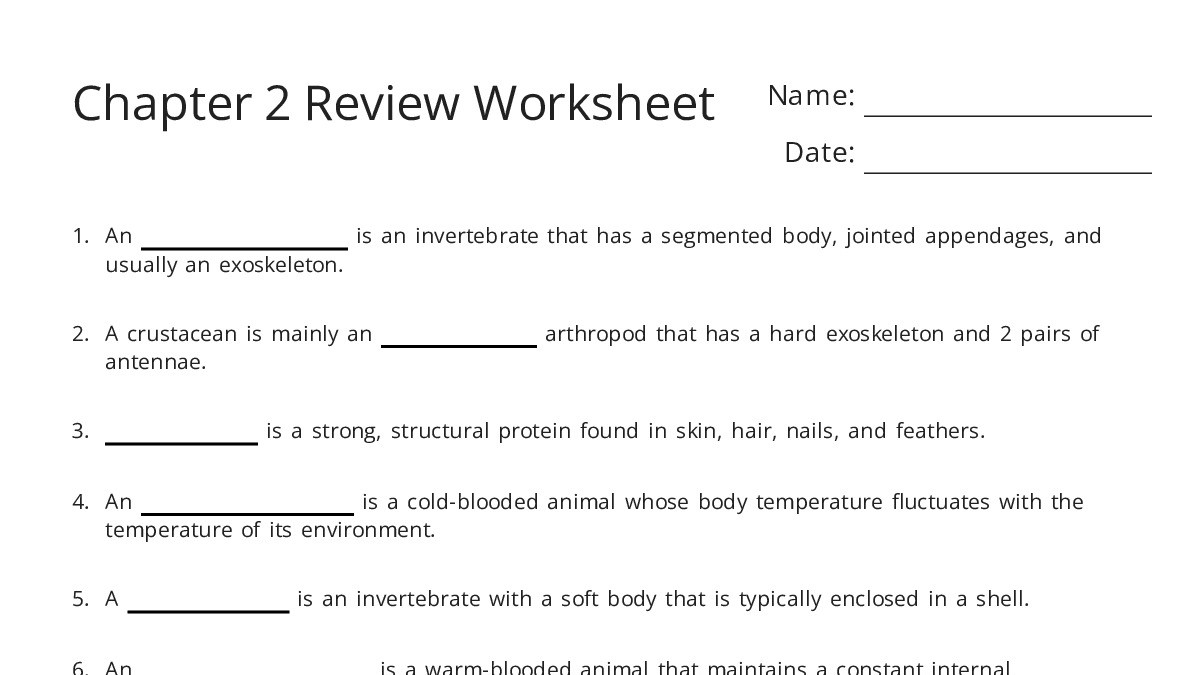 Chapter 2 Review Worksheet - My Worksheet Maker: Create Your Own Worksheets