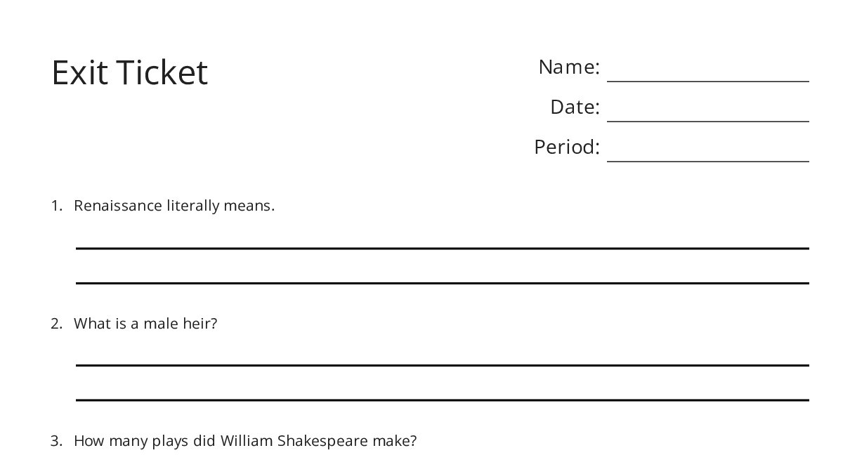 Exit Ticket - My Worksheet Maker: Create Your Own Worksheets