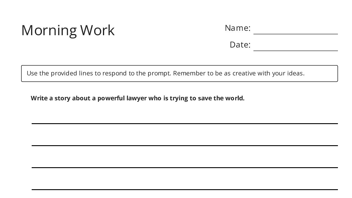 Morning Work - My Worksheet Maker: Create Your Own Worksheets