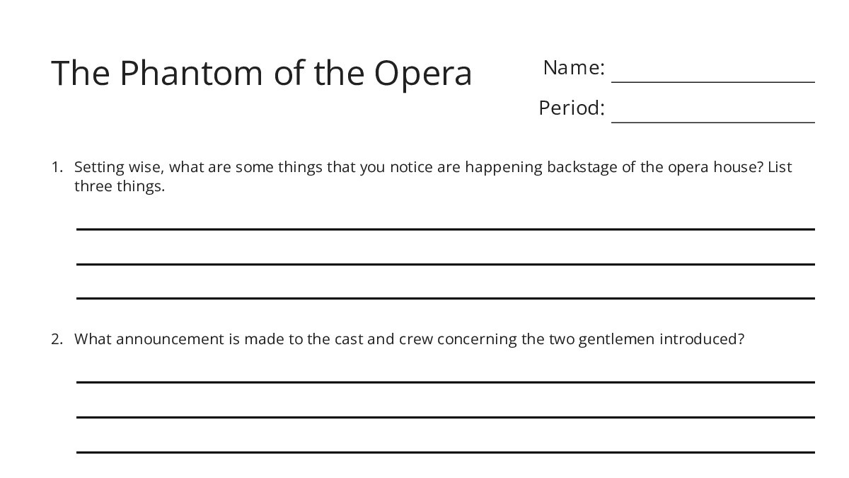 The Phantom of the Opera - My Worksheet Maker: Create Your Own Worksheets