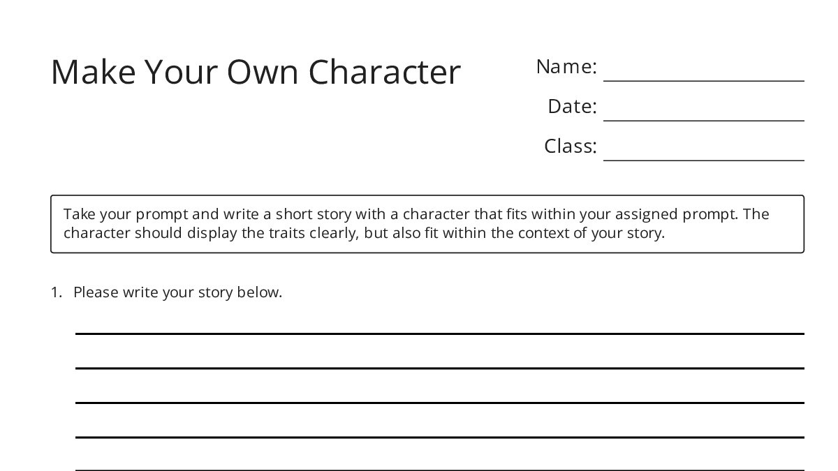Make Your Own Character - My Worksheet Maker: Create Your Own Worksheets