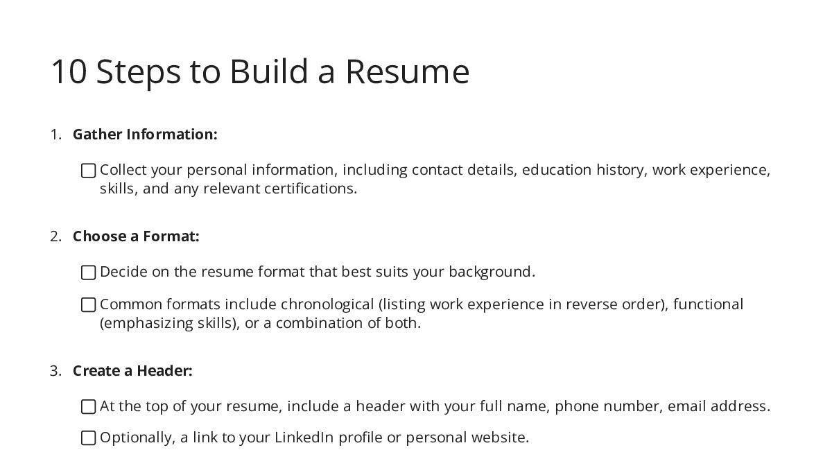10 Steps to Build a Resume - My Worksheet Maker: Create Your Own Worksheets