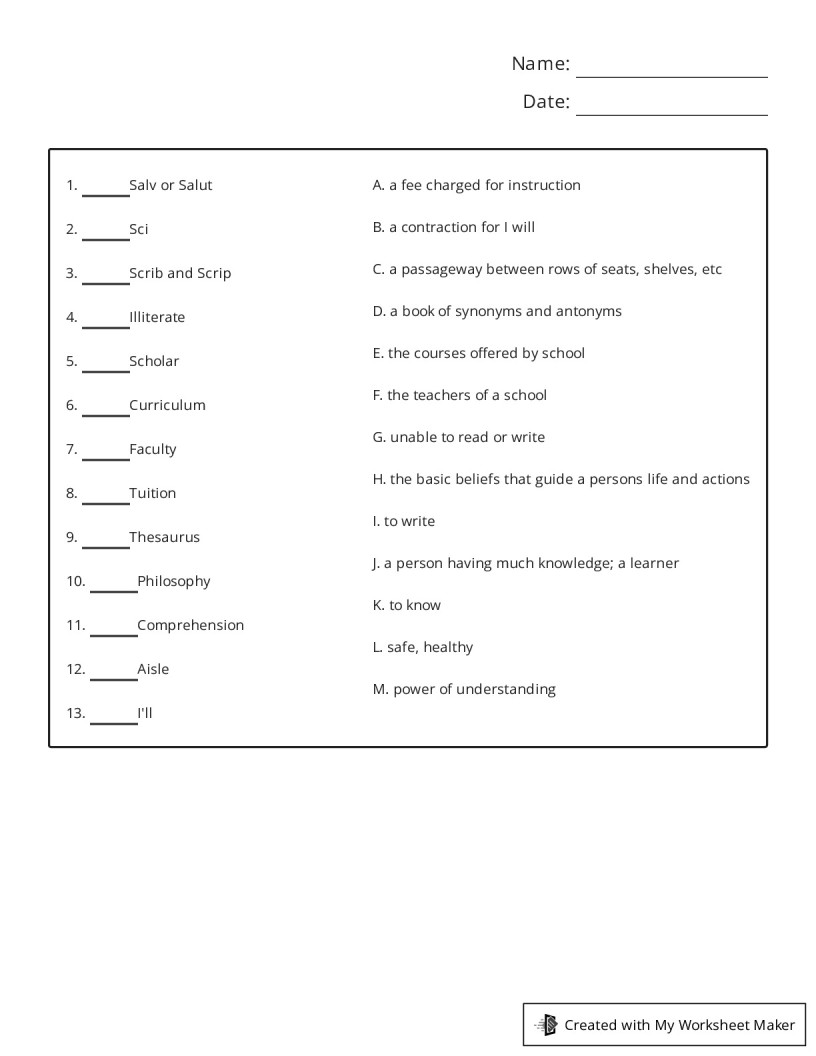 My Worksheet Title - My Worksheet Maker: Create Your Own Worksheets