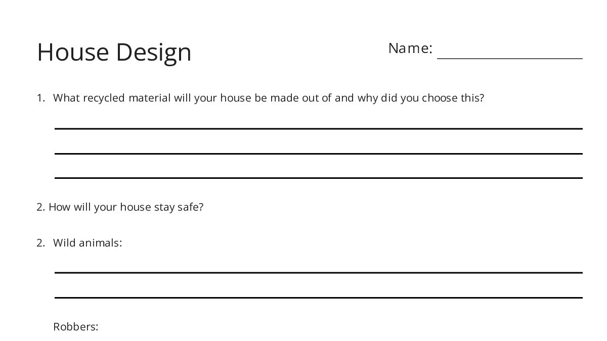 House Design - My Worksheet Maker: Create Your Own Worksheets