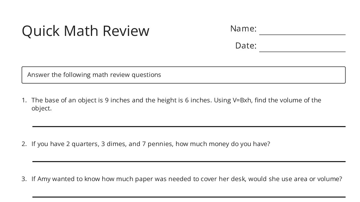 Quick Math Review Msa Quick Math Review - My Worksheet Maker: Create Your Own Worksheets