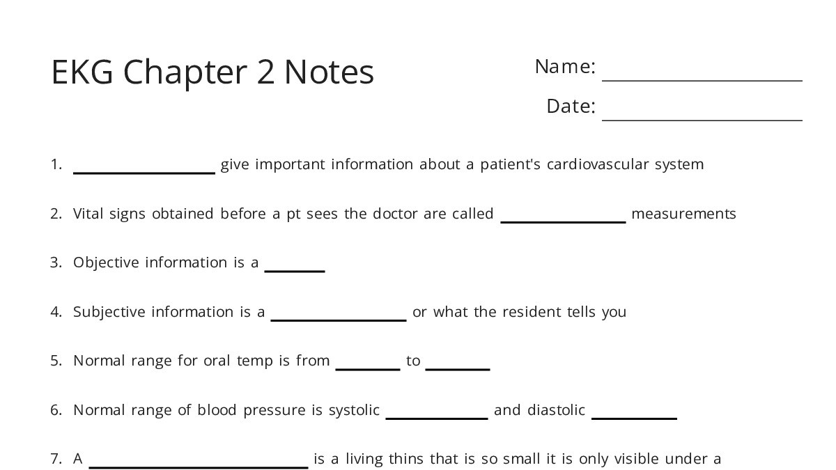 EKG Chapter 2 Notes - My Worksheet Maker: Create Your Own Worksheets