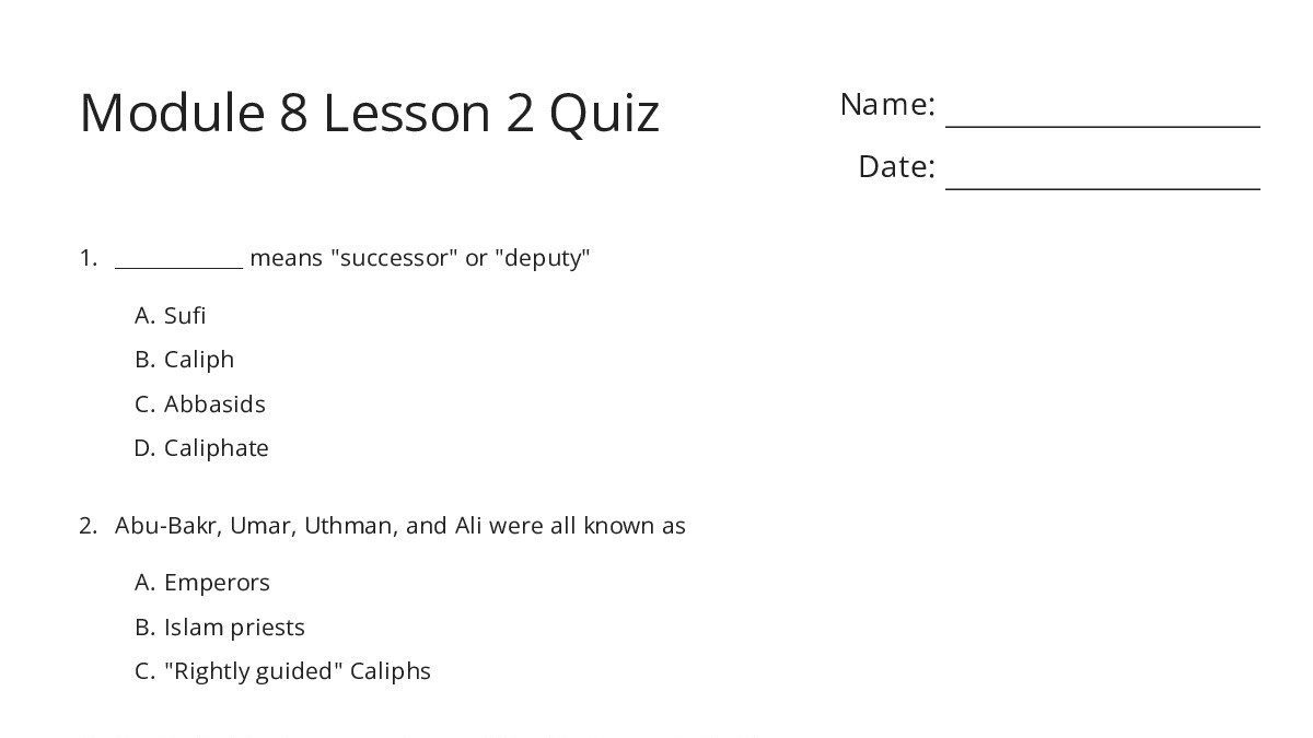 Module 8 Lesson 2 Quiz - My Worksheet Maker: Create Your Own Worksheets