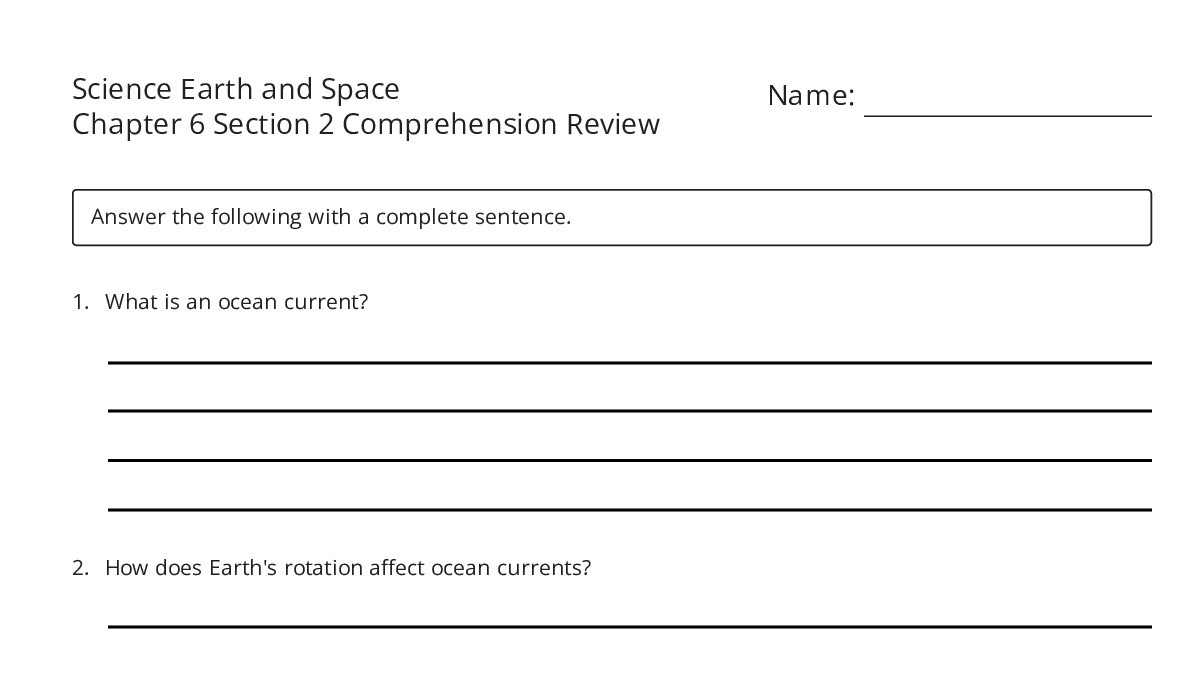 Science Earth and Space Chapter 6 Section 2 Comprehension Review - My ...