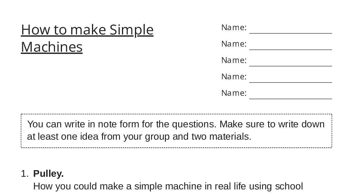 How to make Simple Machines - My Worksheet Maker: Create Your Own ...