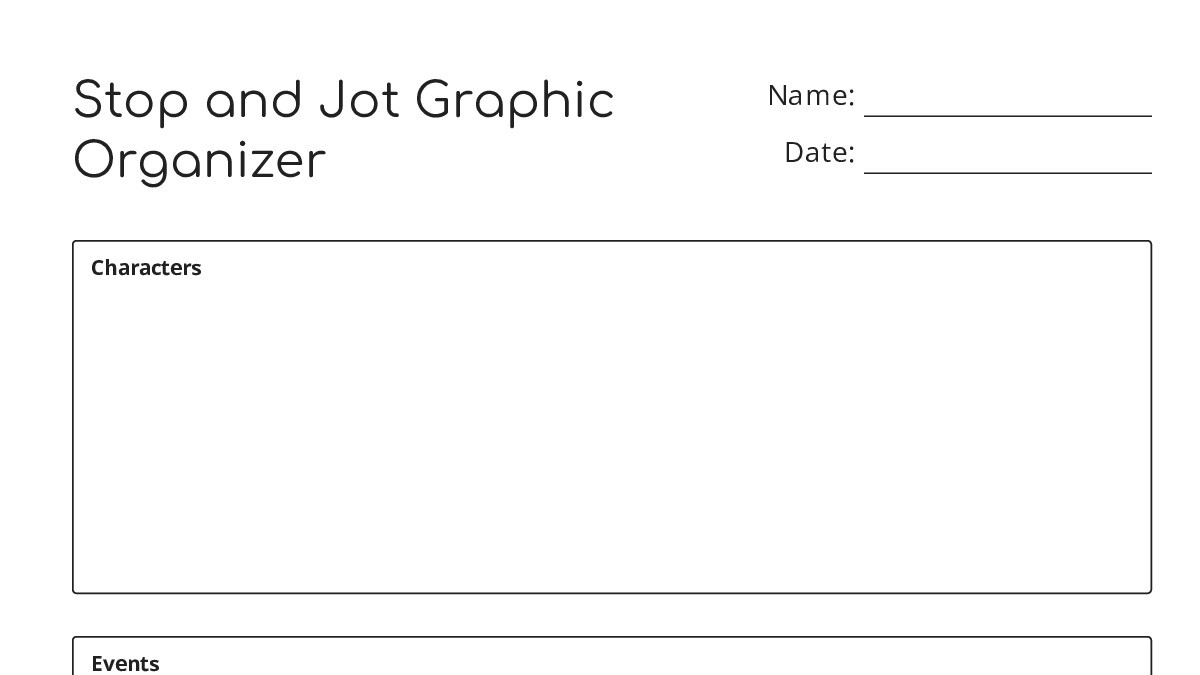 Stop and Jot Graphic Organizer - My Worksheet Maker: Create Your Own ...