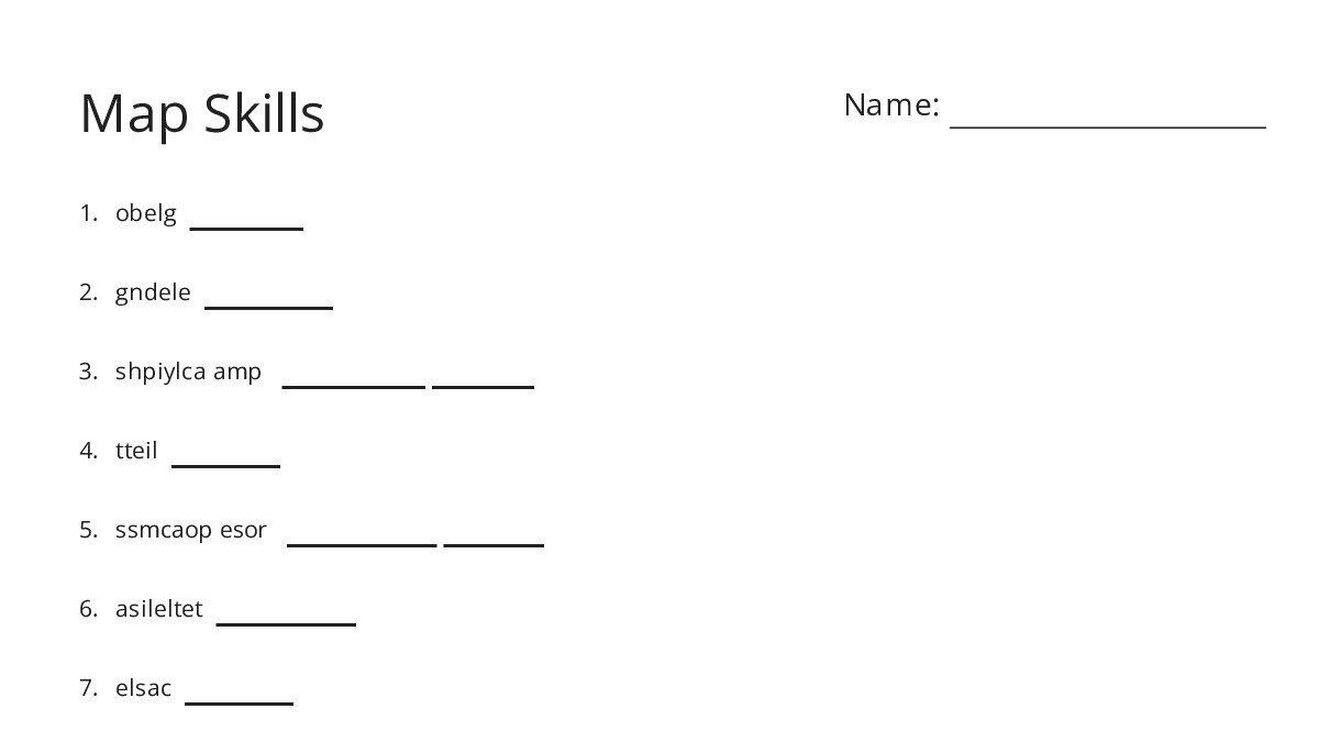 Map Skills - My Worksheet Maker: Create Your Own Worksheets