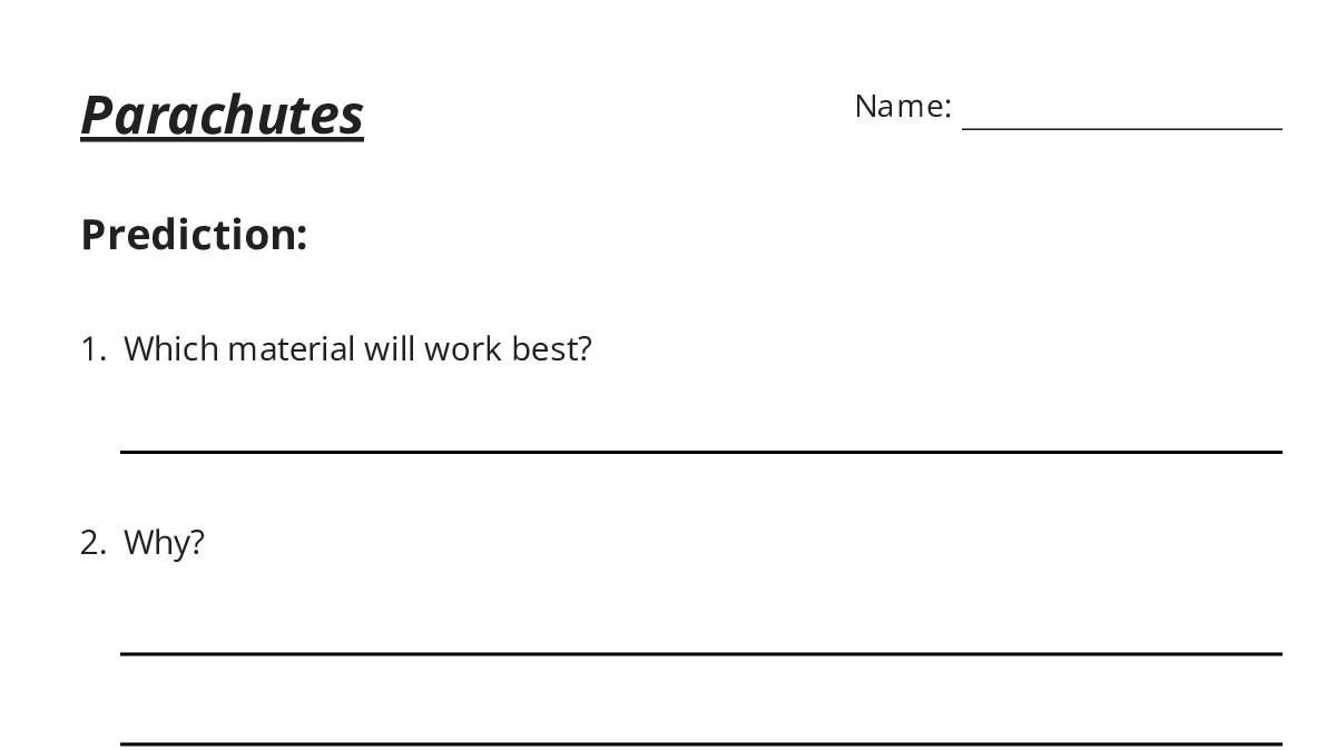 Parachutes - My Worksheet Maker: Create Your Own Worksheets