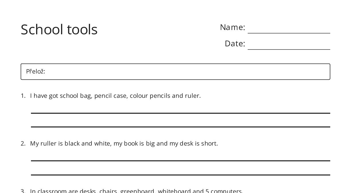 School Tools Worksheet.pdf School tools - My Worksheet Maker: Create Your Own Worksheets
