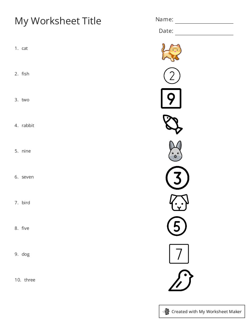 My Worksheet Title - My Worksheet Maker: Create Your Own Worksheets