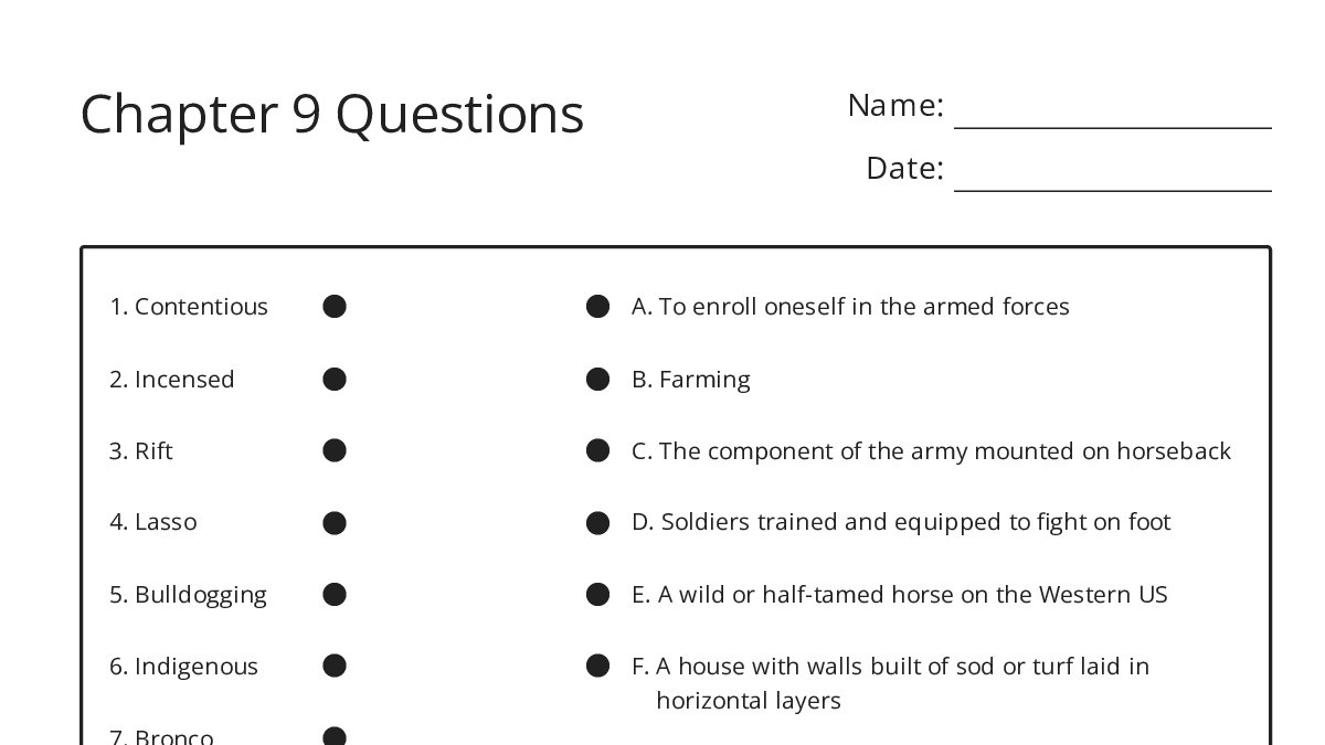 Chapter 9 Questions - My Worksheet Maker: Create Your Own Worksheets