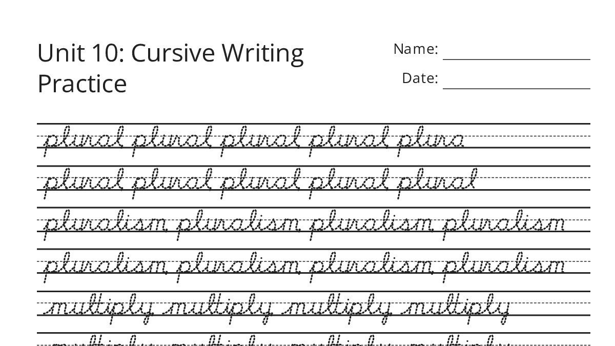 Unit 10: Cursive Writing Practice - My Worksheet Maker: Create Your Own ...