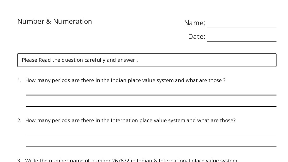 Number & Numeration - My Worksheet Maker: Create Your Own Worksheets
