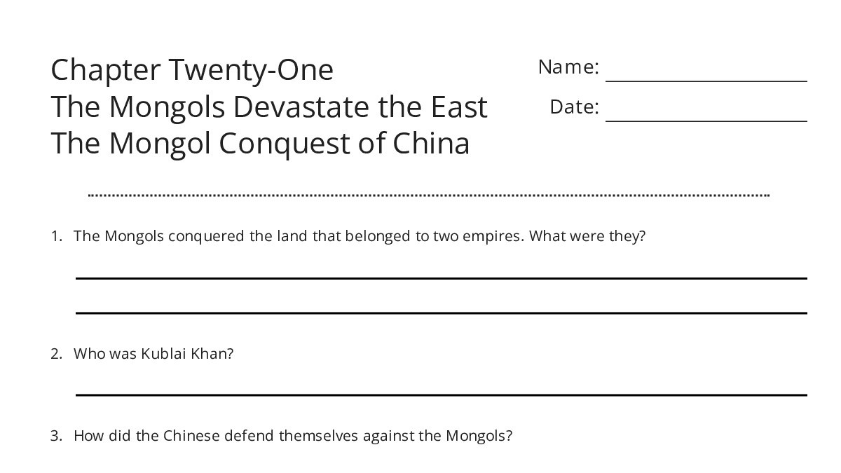Chapter Twenty-One The Mongols Devastate the East The Mongol Conquest ...