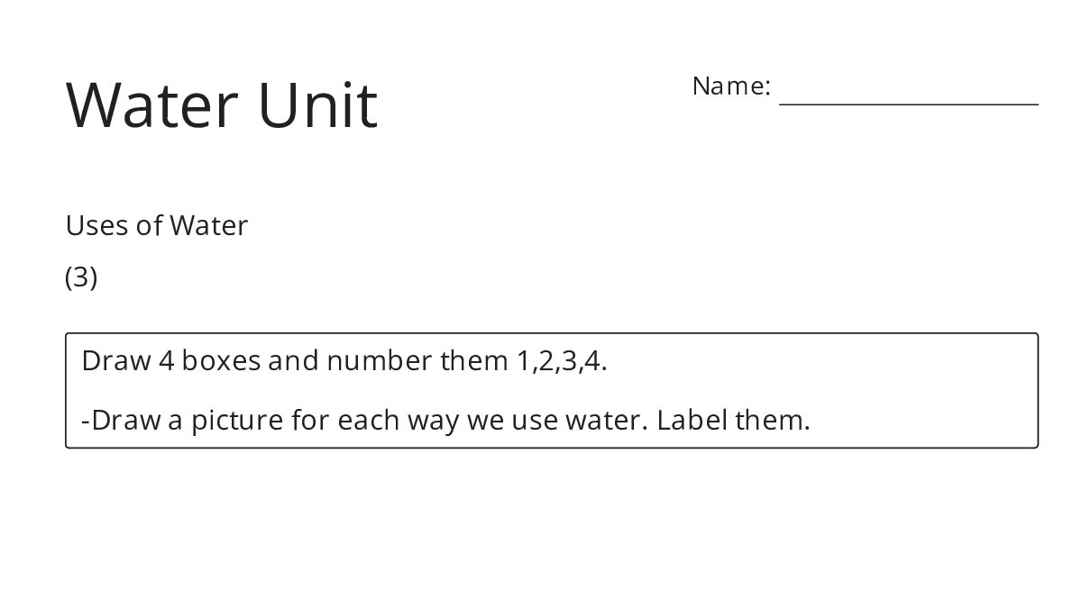 Water Unit - My Worksheet Maker: Create Your Own Worksheets