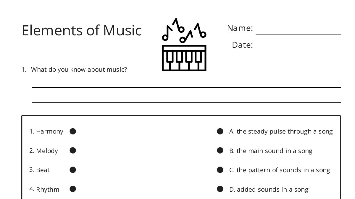 Elements of Music - My Worksheet Maker: Create Your Own Worksheets