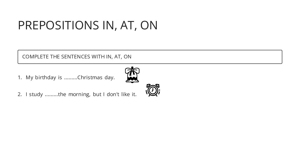 PREPOSITIONS IN, AT, ON - My Worksheet Maker: Create Your Own Worksheets