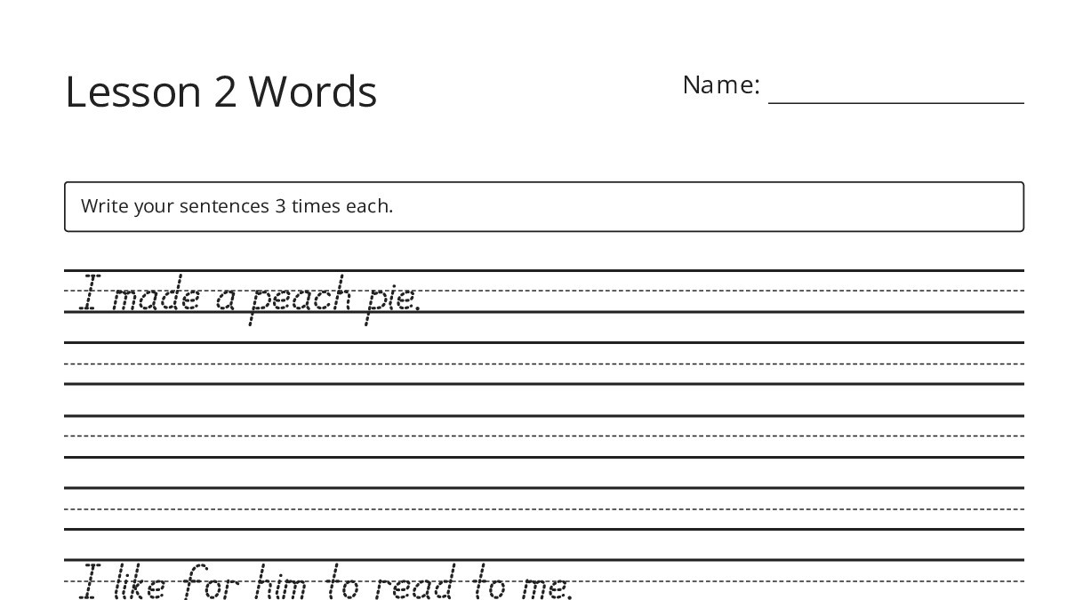 Lesson 2 Words - My Worksheet Maker: Create Your Own Worksheets