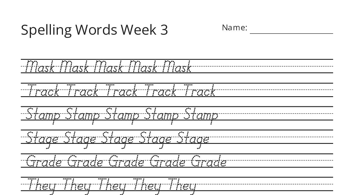 Spelling Words Week 3 - My Worksheet Maker: Create Your Own Worksheets
