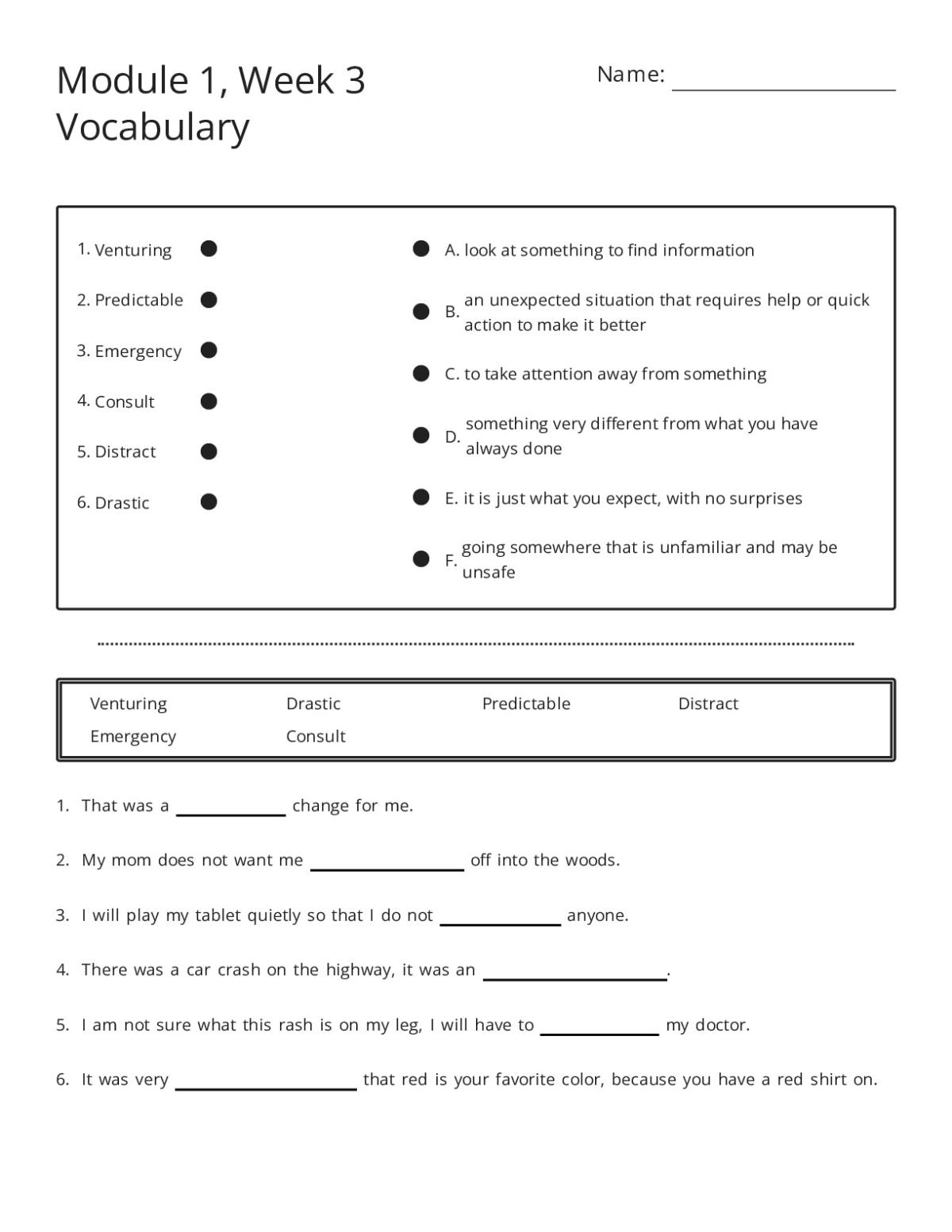 Grade 3 Vocabulary: Module 1, Week 3 - Free Printable | BrightSprout