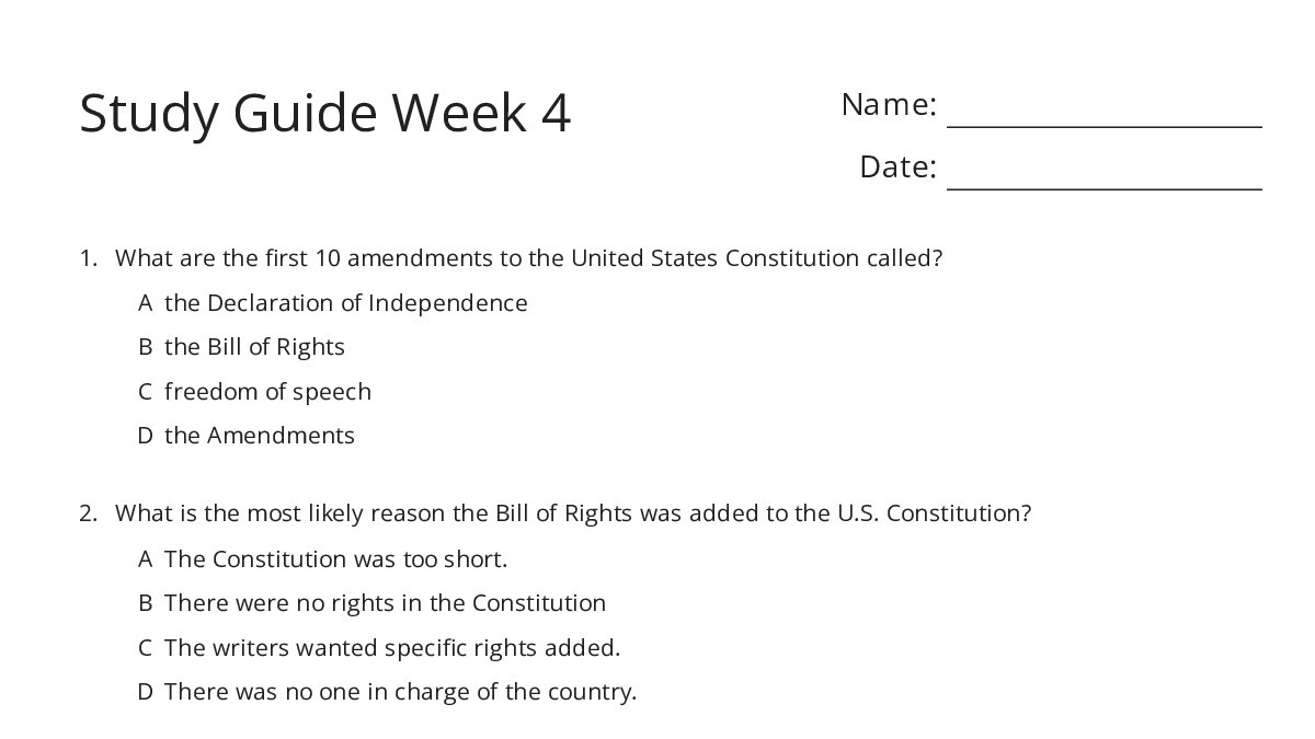Study Guide Week 4 - My Worksheet Maker: Create Your Own Worksheets