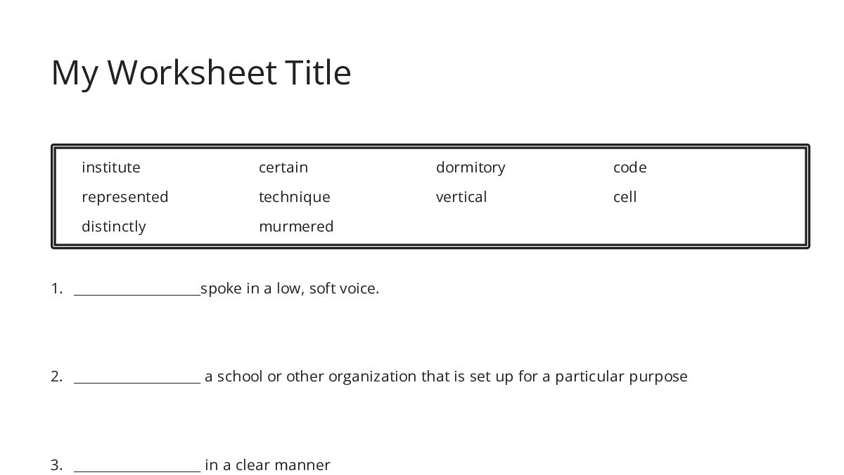 My Worksheet Title - My Worksheet Maker: Create Your Own Worksheets