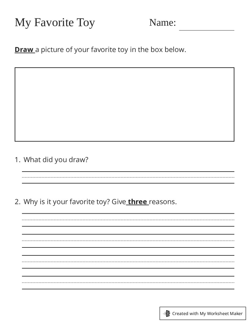 My Favorite Toy My Worksheet Maker Create Your Own Worksheets