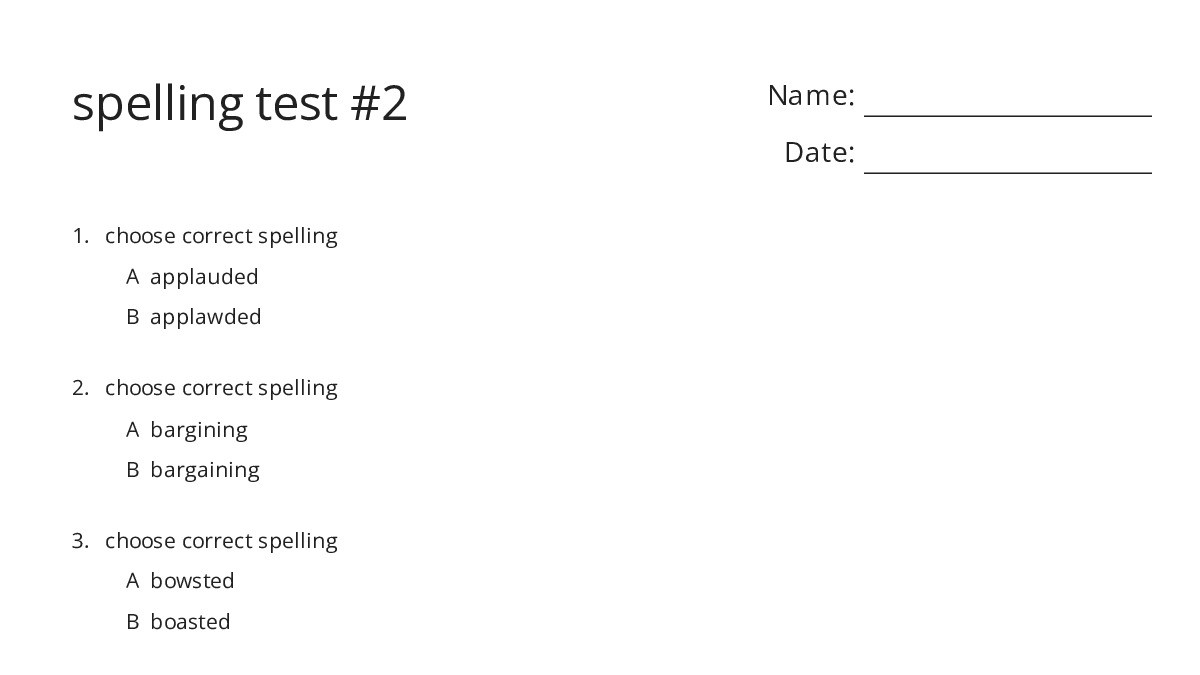 spelling test #2 - My Worksheet Maker: Create Your Own Worksheets
