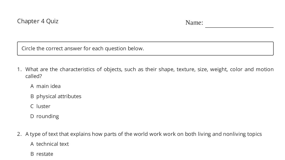 Chapter 4 Quiz - My Worksheet Maker: Create Your Own Worksheets