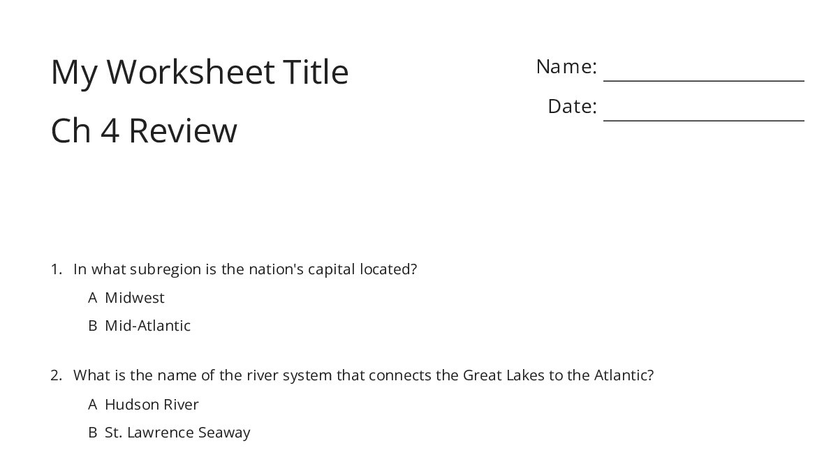 My Worksheet Title Ch 4 Review - My Worksheet Maker: Create Your Own ...