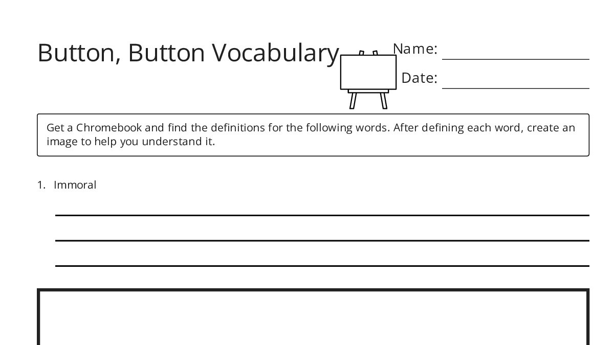 Button, Button Vocabulary - My Worksheet Maker: Create Your Own Worksheets