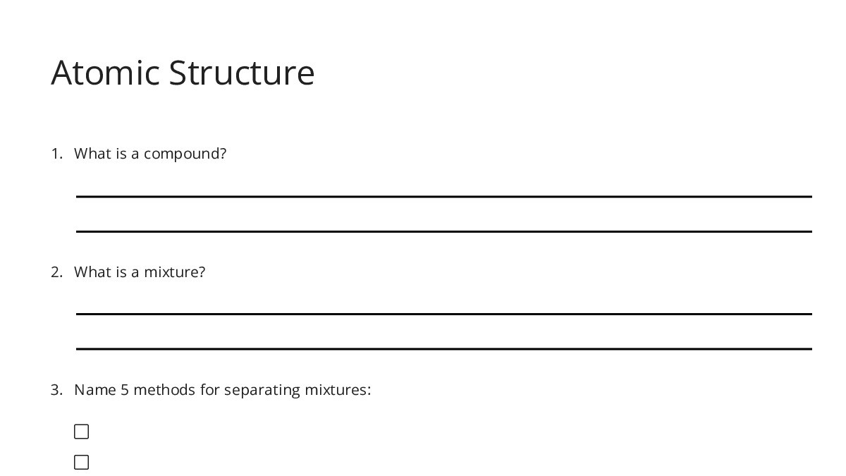 Atomic Structure - My Worksheet Maker: Create Your Own Worksheets