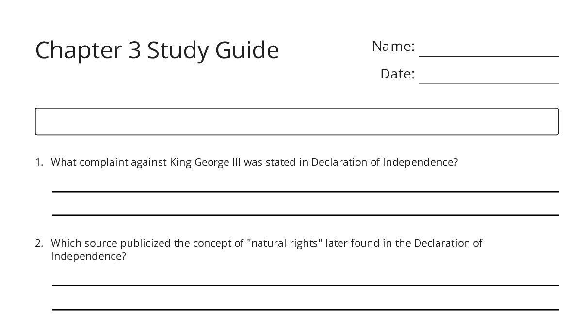 Chapter 3 Study Guide - My Worksheet Maker: Create Your Own Worksheets
