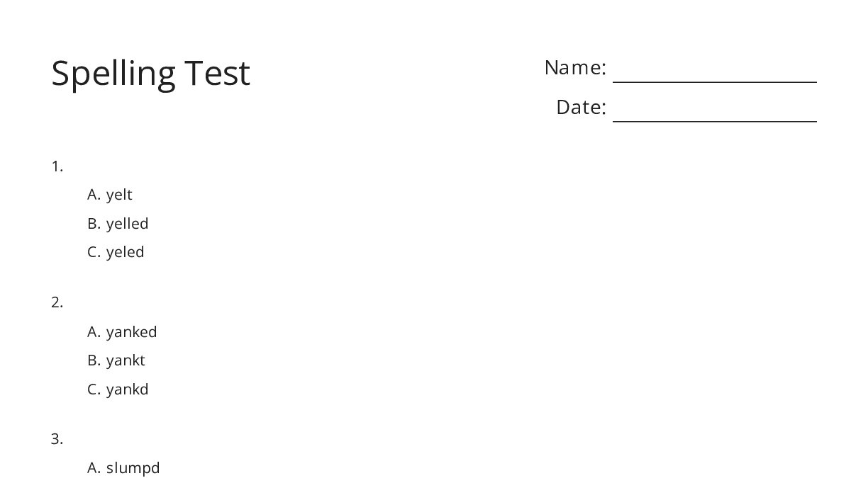 Spelling Test - My Worksheet Maker: Create Your Own Worksheets