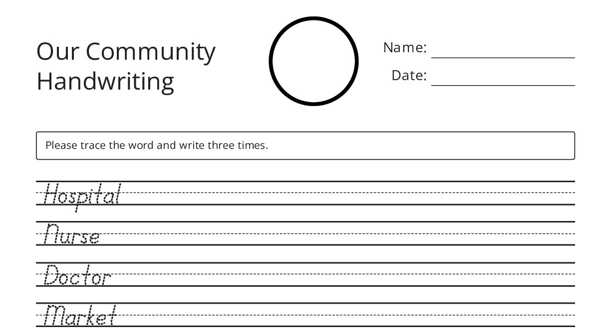Our Community Handwriting - My Worksheet Maker: Create Your Own Worksheets
