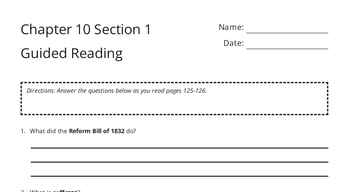 Chapter 10 Section 1 Guided Reading - My Worksheet Maker: Create Your ...