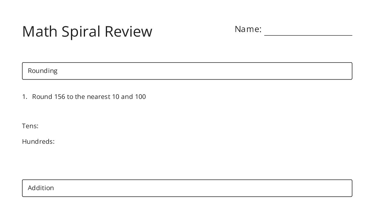 Math Spiral Review - My Worksheet Maker: Create Your Own Worksheets