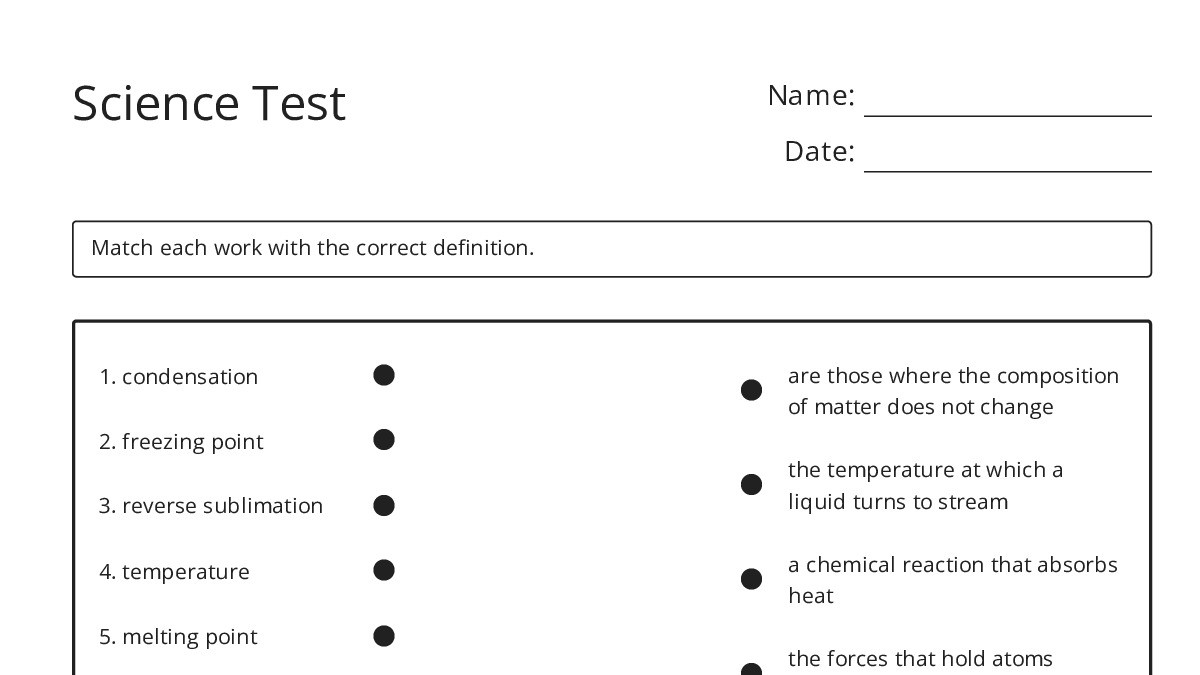 Science Test - My Worksheet Maker: Create Your Own Worksheets