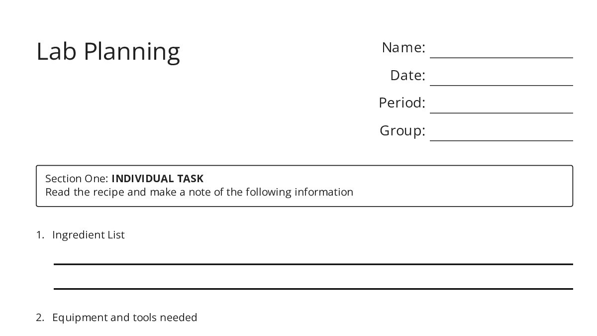 Lab Planning - My Worksheet Maker: Create Your Own Worksheets